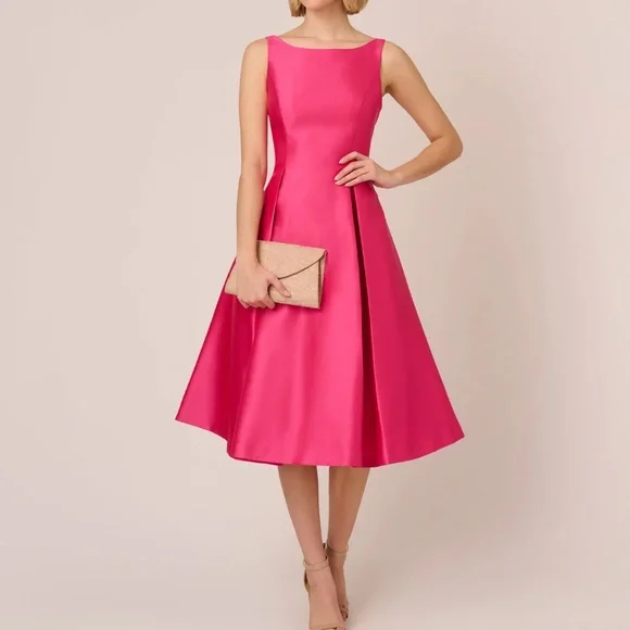 slim fit dress slacks Square Neck Fit & Flare Dress in Dusty Pink main image 0